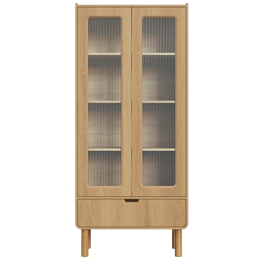 Cristaleira Porta de Vidro 80cm 2 Portas Pé Madeira Luara Hanover A10 - Mpozenato