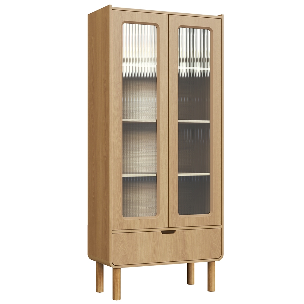 Cristaleira Porta de Vidro 80cm 2 Portas Pé Madeira Luara Hanover A10 - Mpozenato