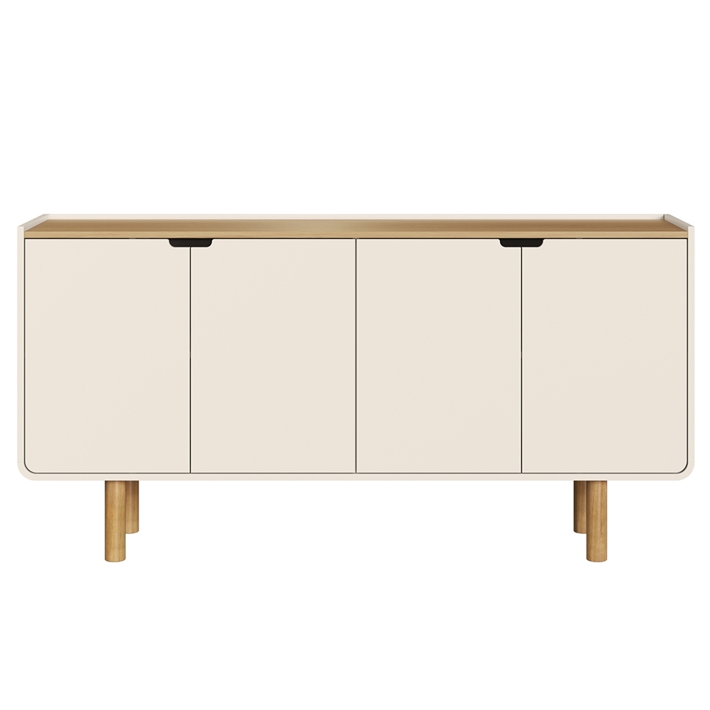 Buffet Aparador 160cm 4 Portas Pé Madeira Luara Hanover/Off White A10 - Mpozenato