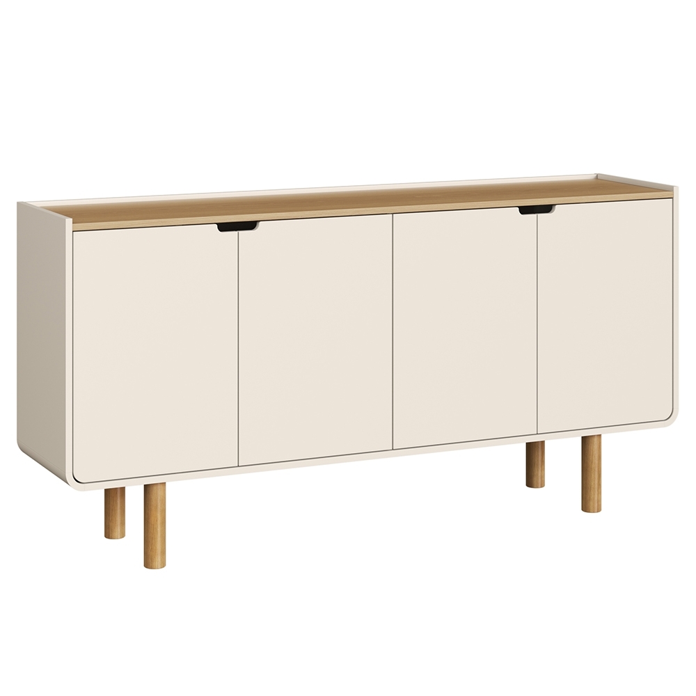 Buffet Aparador 160cm 4 Portas Pé Madeira Luara Hanover/Off White A10 - Mpozenato