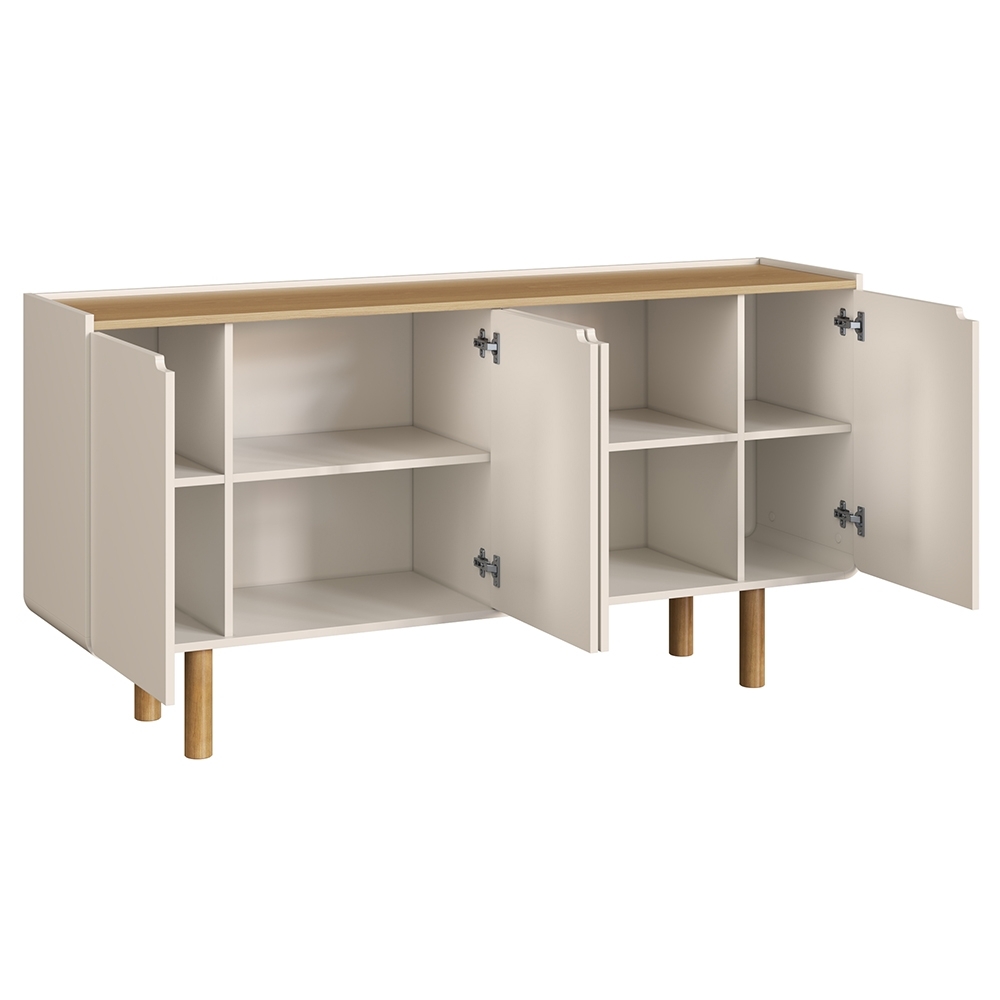 Buffet Aparador 160cm 4 Portas Pé Madeira Luara Hanover/Off White A10 - Mpozenato