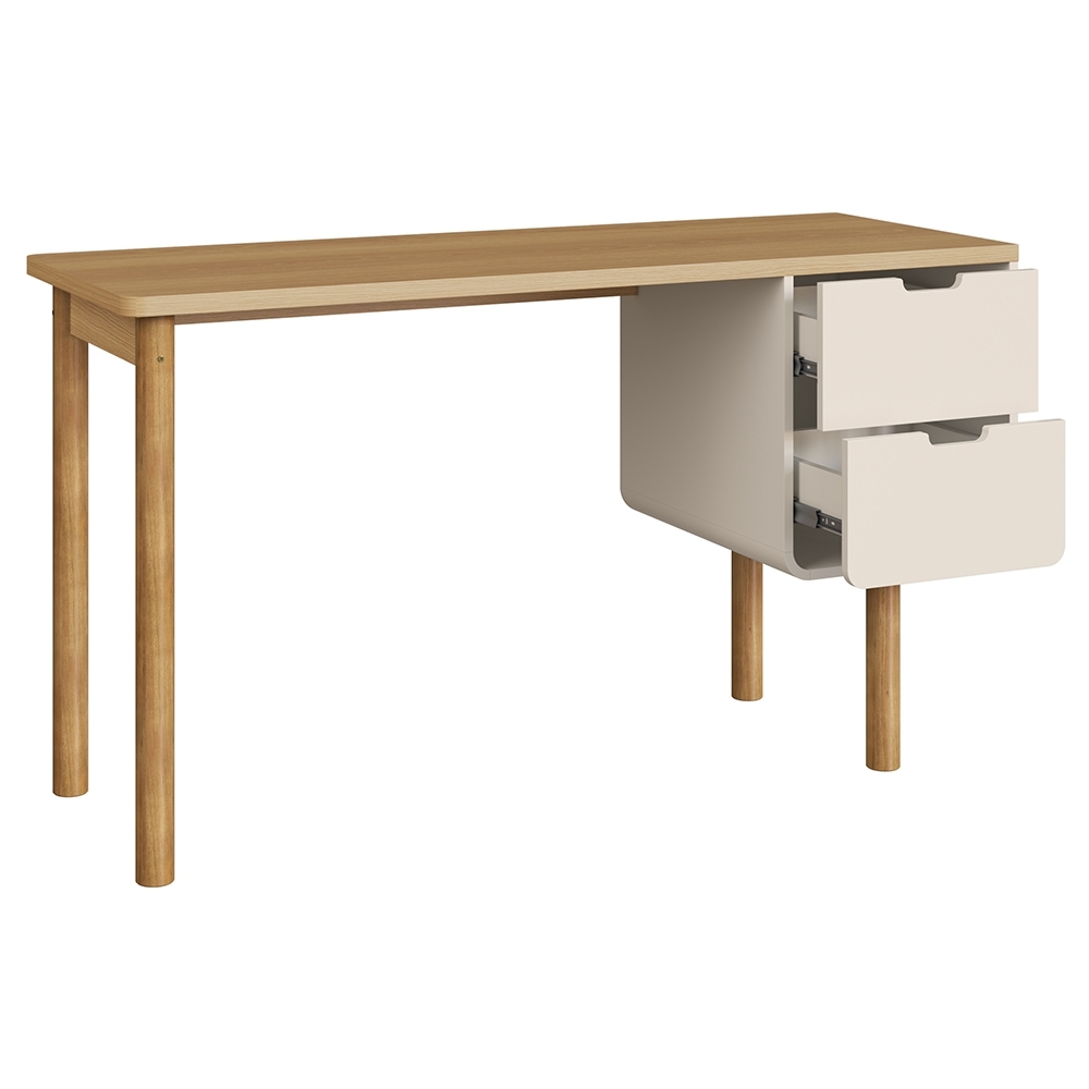 Mesa Escrivaninha 136cm 2 Gavetas Pé Madeira Luara Hanover/Off White A10 - Mpozenato