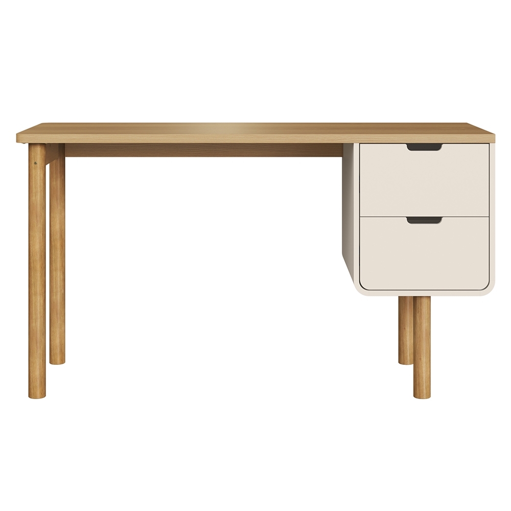 Mesa Escrivaninha 136cm 2 Gavetas Pé Madeira Luara Hanover/Off White A10 - Mpozenato