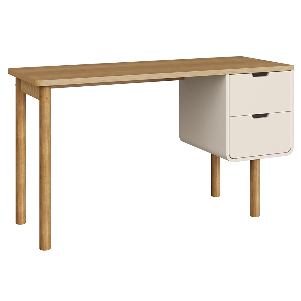 Mesa Escrivaninha 136cm 2 Gavetas Pé Madeira Luara Hanover/Off White A10 - Mpozenato