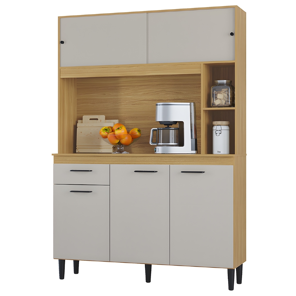 Armário de Cozinha Compacta 120cm Parisi Z46 Damasco/Off White - Mpozenato