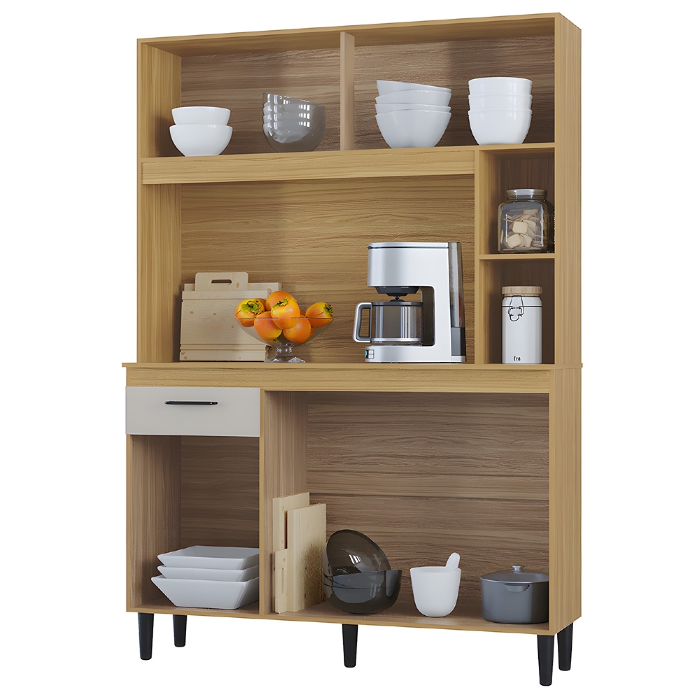 Armário de Cozinha Compacta 120cm Parisi Z46 Damasco/Off White - Mpozenato