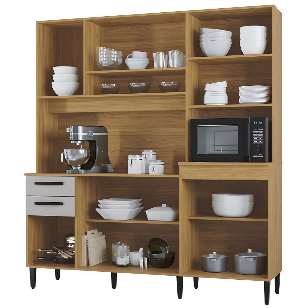 Armário de Cozinha Compacta 180cm Regina Z46 Damasco/Off White - Mpozenato