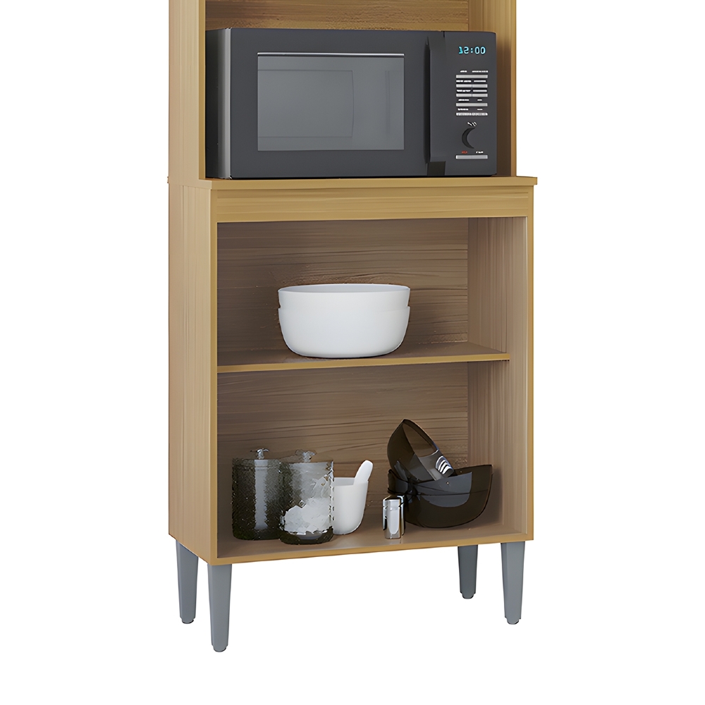 Armário de Cozinha Compacta 244cm 8 Portas Livy Z46 Damasco/Off White - Mpozenato