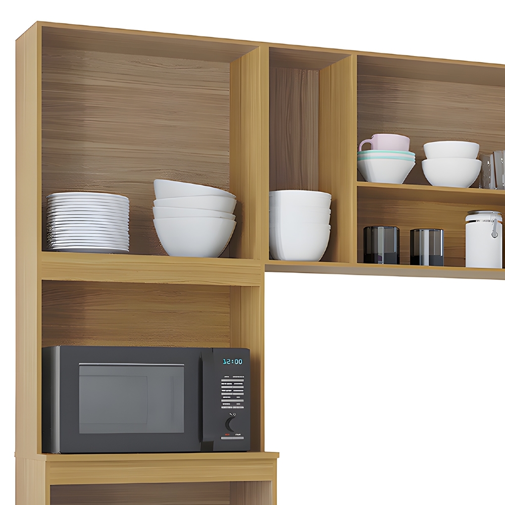 Armário de Cozinha Compacta 244cm 8 Portas Livy Z46 Damasco/Off White - Mpozenato