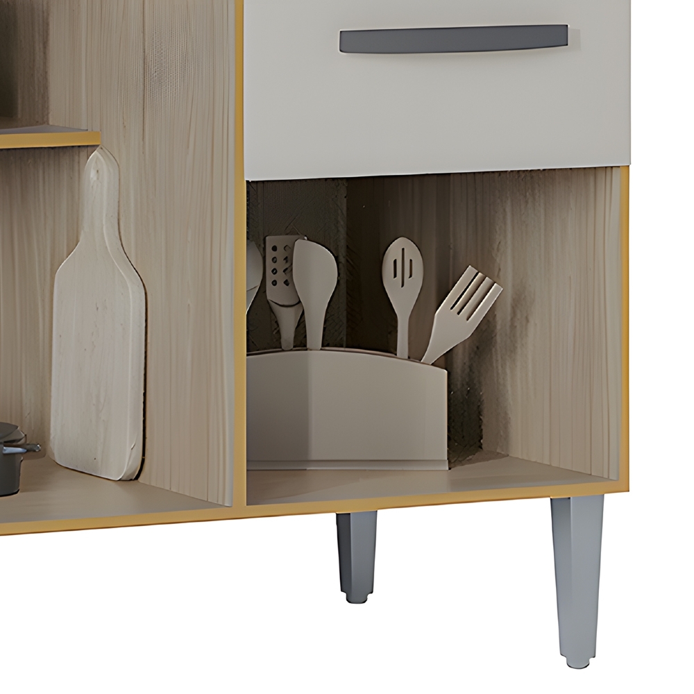 Balcão de Cozinha para Pia 120cm 3 Portas 2 Gavetas Livy Z46 Damasco/Off White - Mpozenato