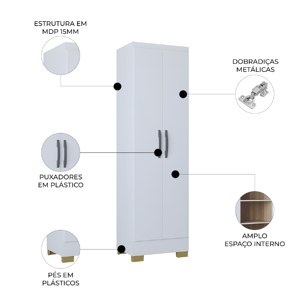 Armário Multiuso 52cm 2 Portas Muniz Z46 Branco - Mpozenato
