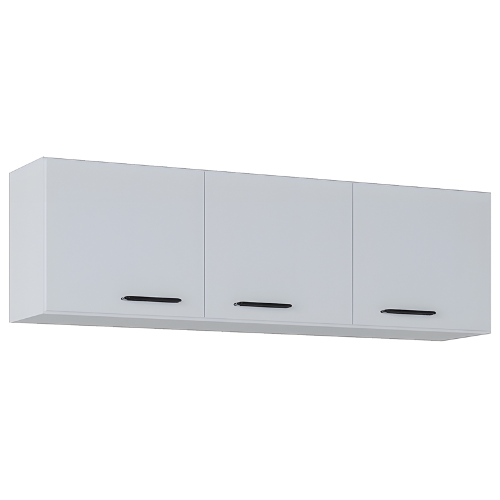 Armário Aéreo de Cozinha 120cm 3 Portas Classic Branco - Poquema
