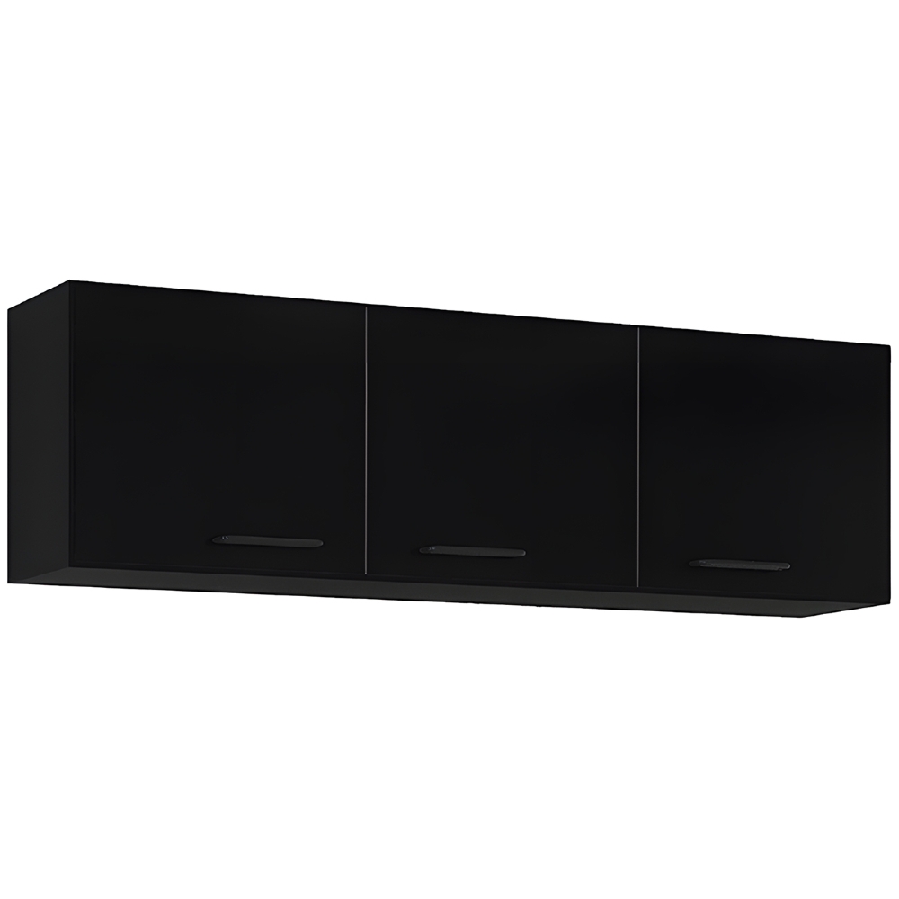 Armário Aéreo de Cozinha 120cm 3 Portas Classic Preto - Poquema