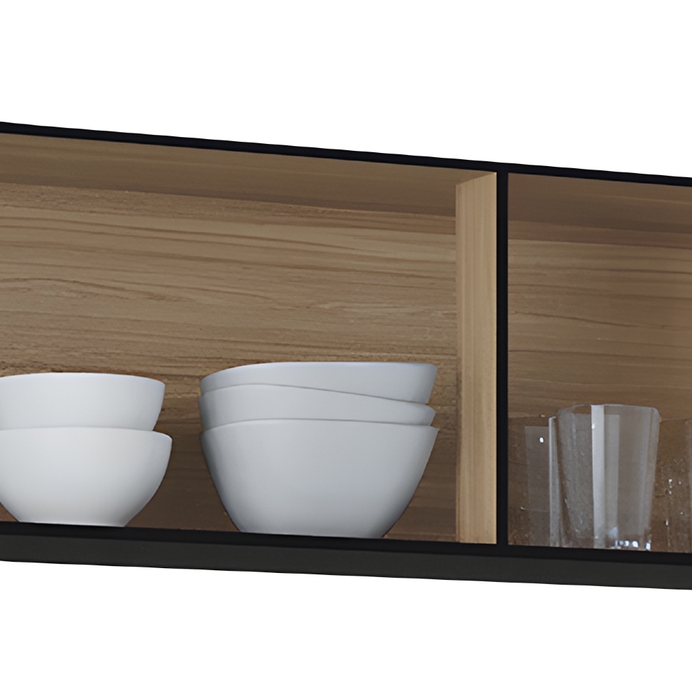 Armário Aéreo de Cozinha 120cm 3 Portas Classic Preto - Poquema