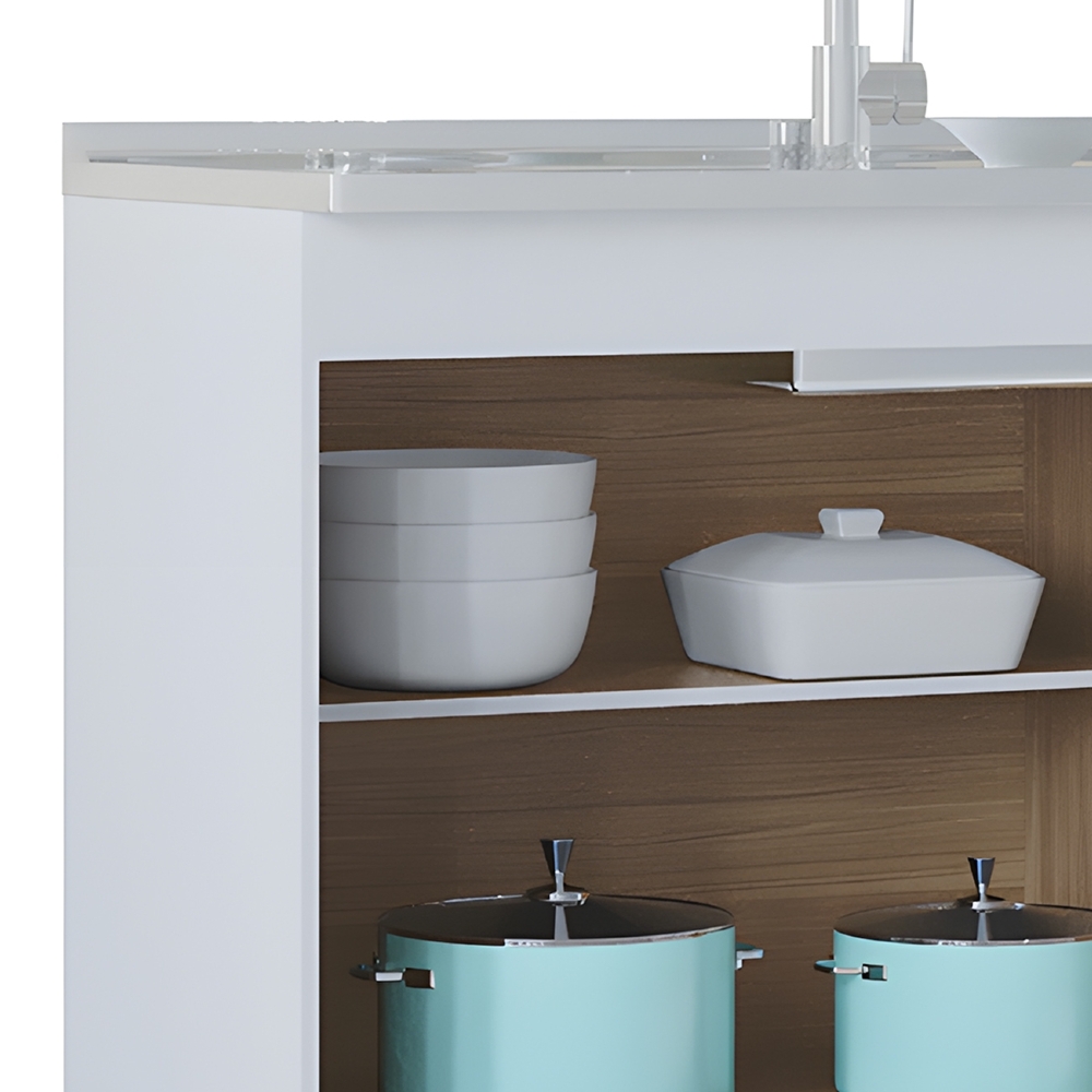 Balcão de Cozinha Com Pia Inox 120cm Classic Z46 Branco - Mpozenato