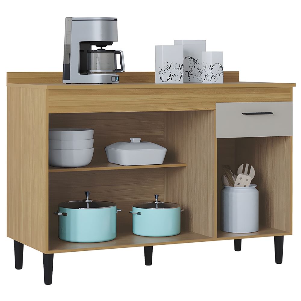 Balcão de Cozinha Com Tampo 120cm Classic Damasco/Off Z46 - Mpozenato
