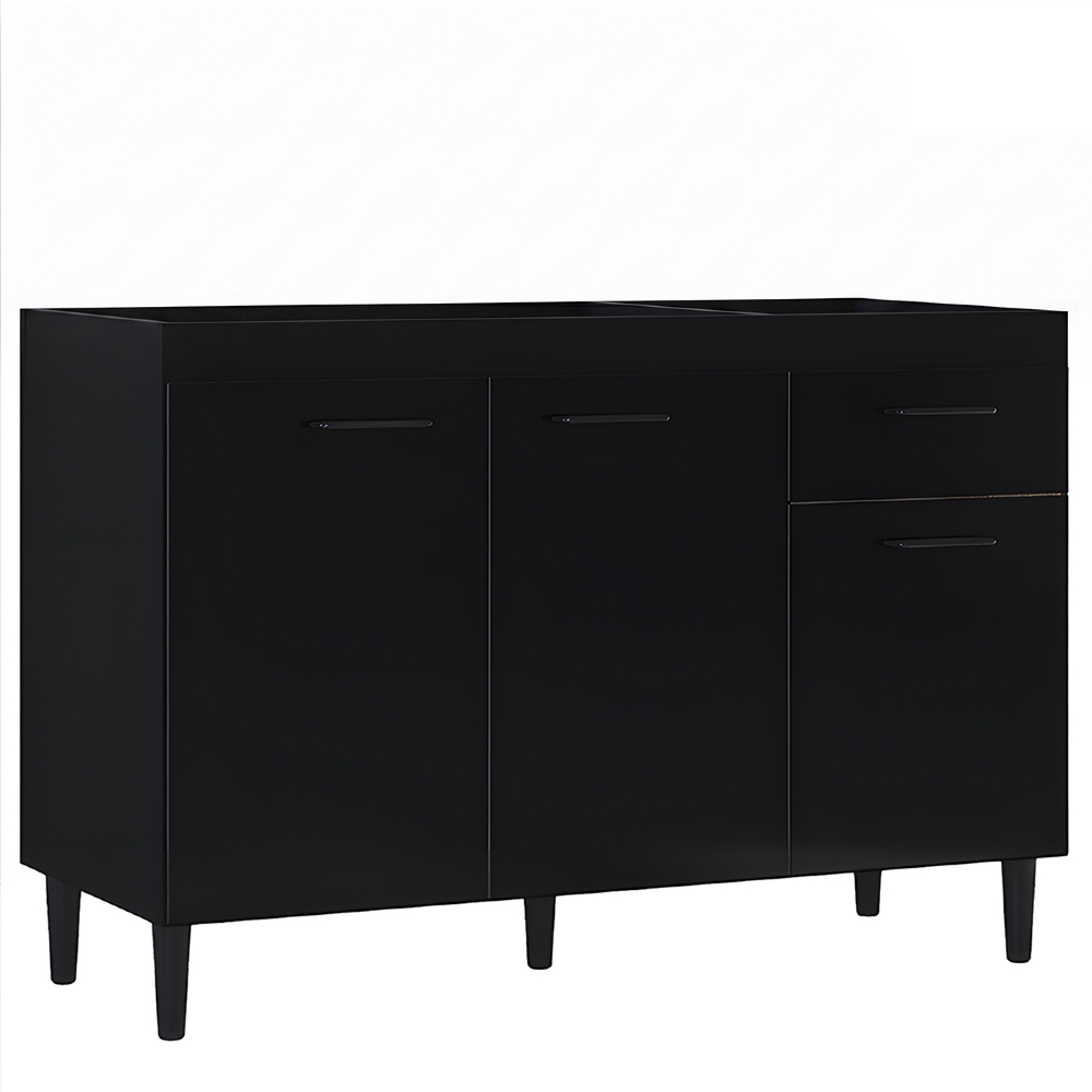 Balcão Gabinete de Pia para Cozinha 120cm 3 Portas Classic Z46 Preto - Mpozenato