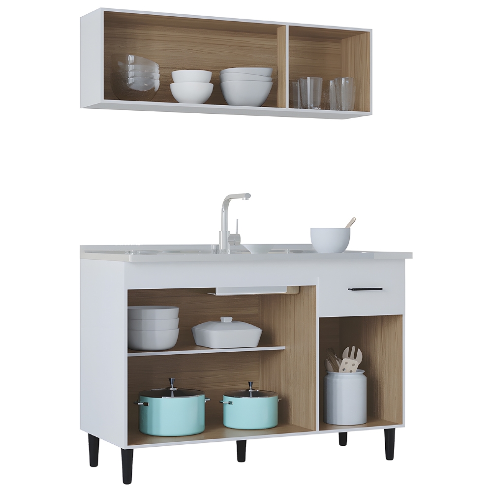 Armário de Cozinha CP01 Com Pia Inox Classic Z46 Branco - Mpozenato