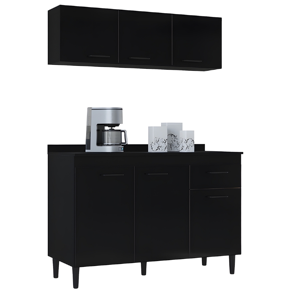 Armário de Cozinha CP01 Com Tampo 120cm Classic Z46 Preto - Mpozenato