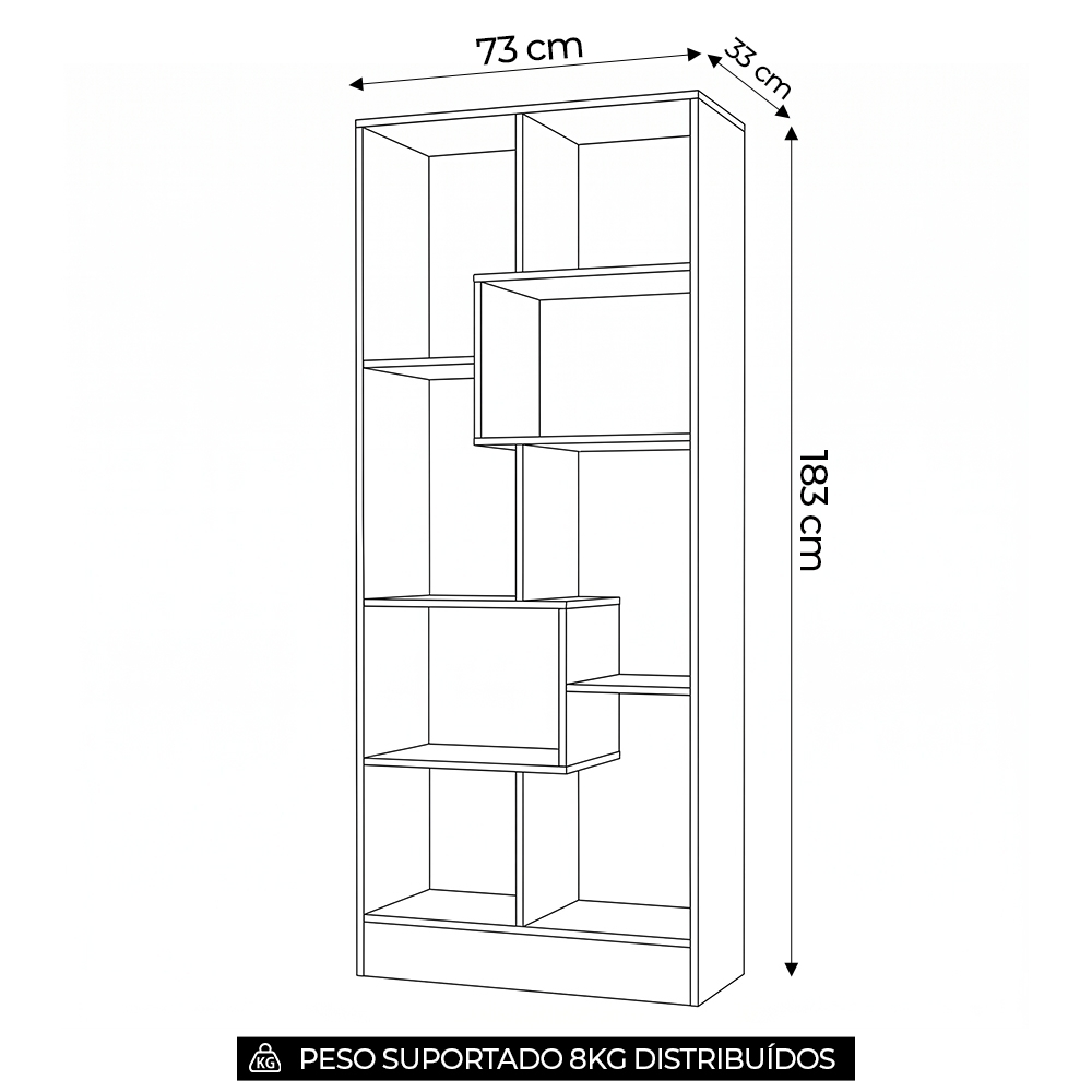 Estante Livreiro 73cm Com Nichos Dora Branco Z49 - Mpozenato