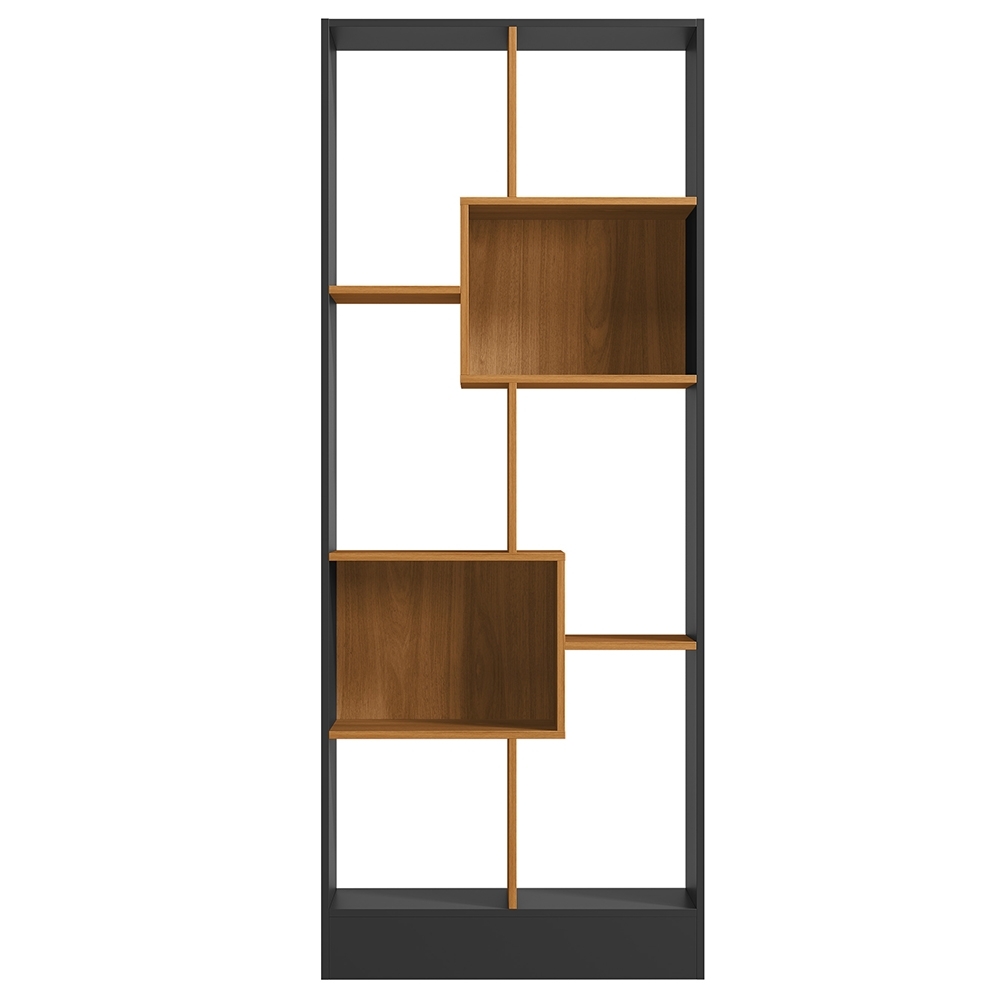 Estante Livreiro 73cm Com Nichos Dora Preto/Cinamomo Z49 - Mpozenato