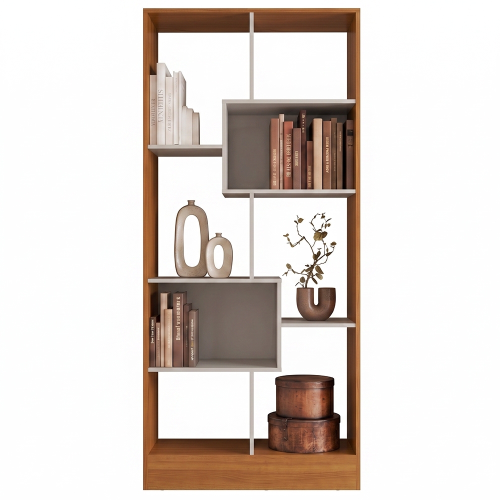 Estante Livreiro 73cm Com Nichos Dora Cinamomo/Off Z49 - Mpozenato