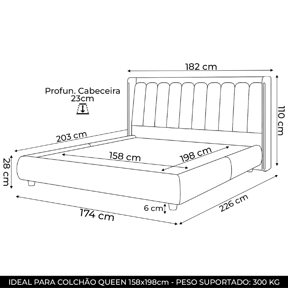 Cama King 160cm Cairo e Cabeceira Luara Sintético Caramelo/Creme Z37 - Mpozenato