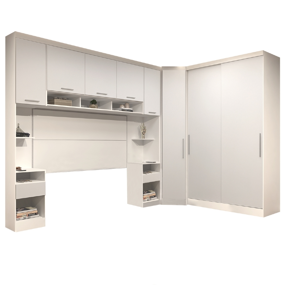 Guarda Roupa Casal Modulado CP07 Taiga Branco/Cinnamon L01 - Mpozenato