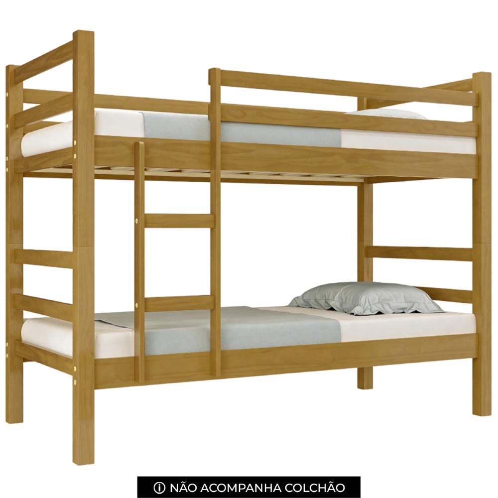 Cama Beliche Solteiro 188x88cm Com Escada Fixa Luca Imbuia B11 - Mpozenato
