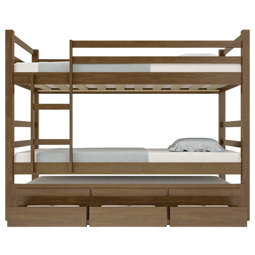 Cama Treliche Solteiro 188x88cm 3 Gavetas Com Escada Luca Castanho B11 - Mpozenato