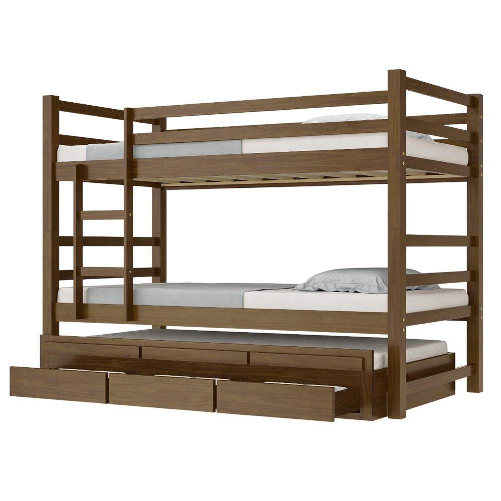 Cama Treliche Solteiro 188x88cm 3 Gavetas Com Escada Luca Castanho B11 - Mpozenato