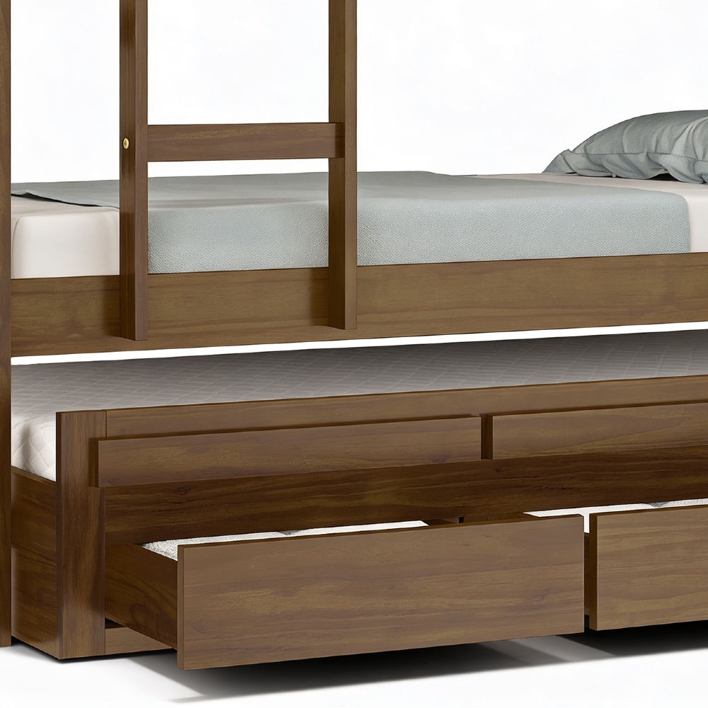Cama Treliche Solteiro 188x88cm 3 Gavetas Com Escada Luca Castanho B11 - Mpozenato