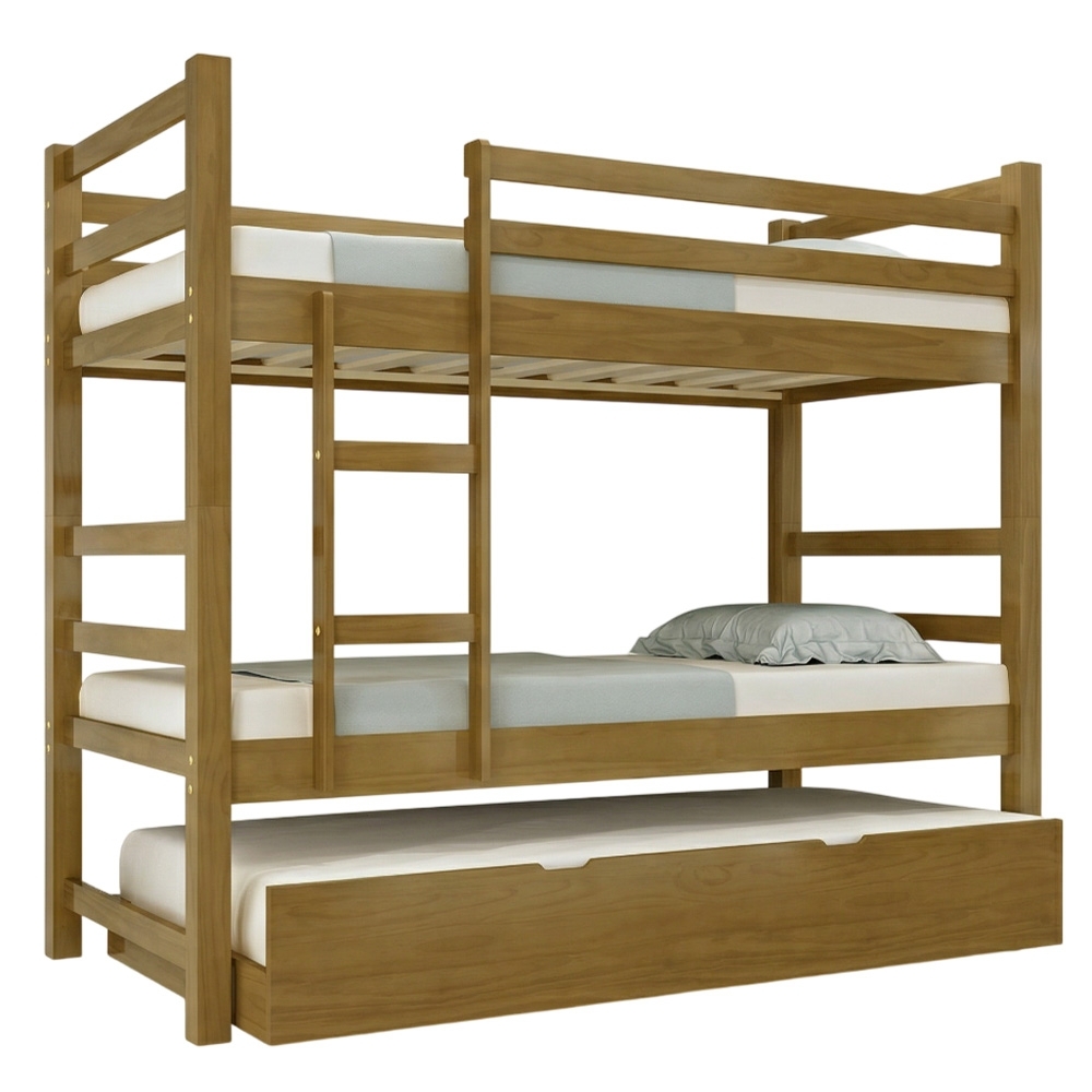 Cama Treliche Solteiro 188x88cm Com Escada Fixa Luca Imbuia B11 - Mpozenato