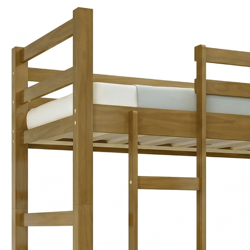 Cama Treliche Solteiro 188x88cm Com Escada Fixa Luca Imbuia B11 - Mpozenato