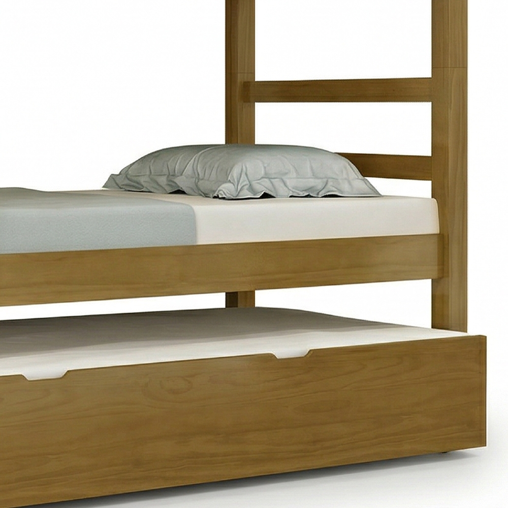 Cama Treliche Solteiro 188x88cm Com Escada Fixa Luca Imbuia B11 - Mpozenato