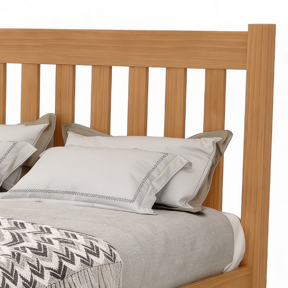 Cama Casal 140cm Com Cabeceira Ripada Alix Mel B11 - Mpozenato