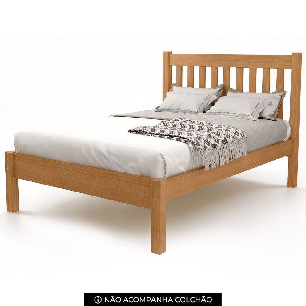 Cama Casal Queen 160cm Com Cabeceira Ripada Alix Mel B11 - Mpozenato