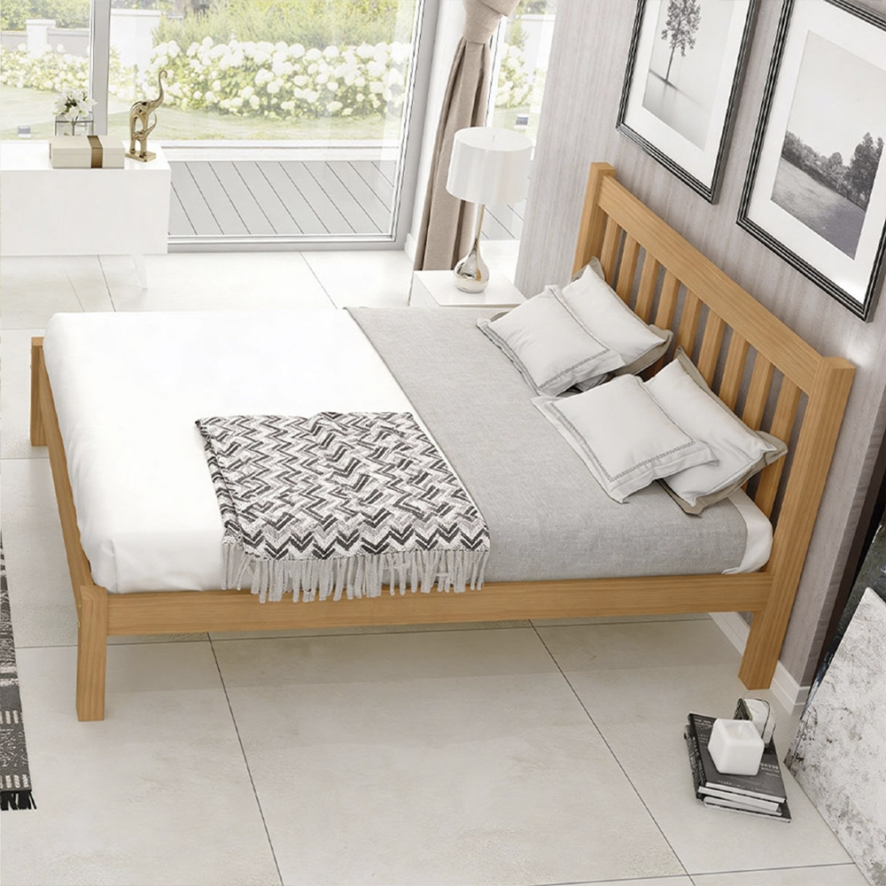 Cama Casal Queen 160cm Com Cabeceira Ripada Alix Mel B11 - Mpozenato