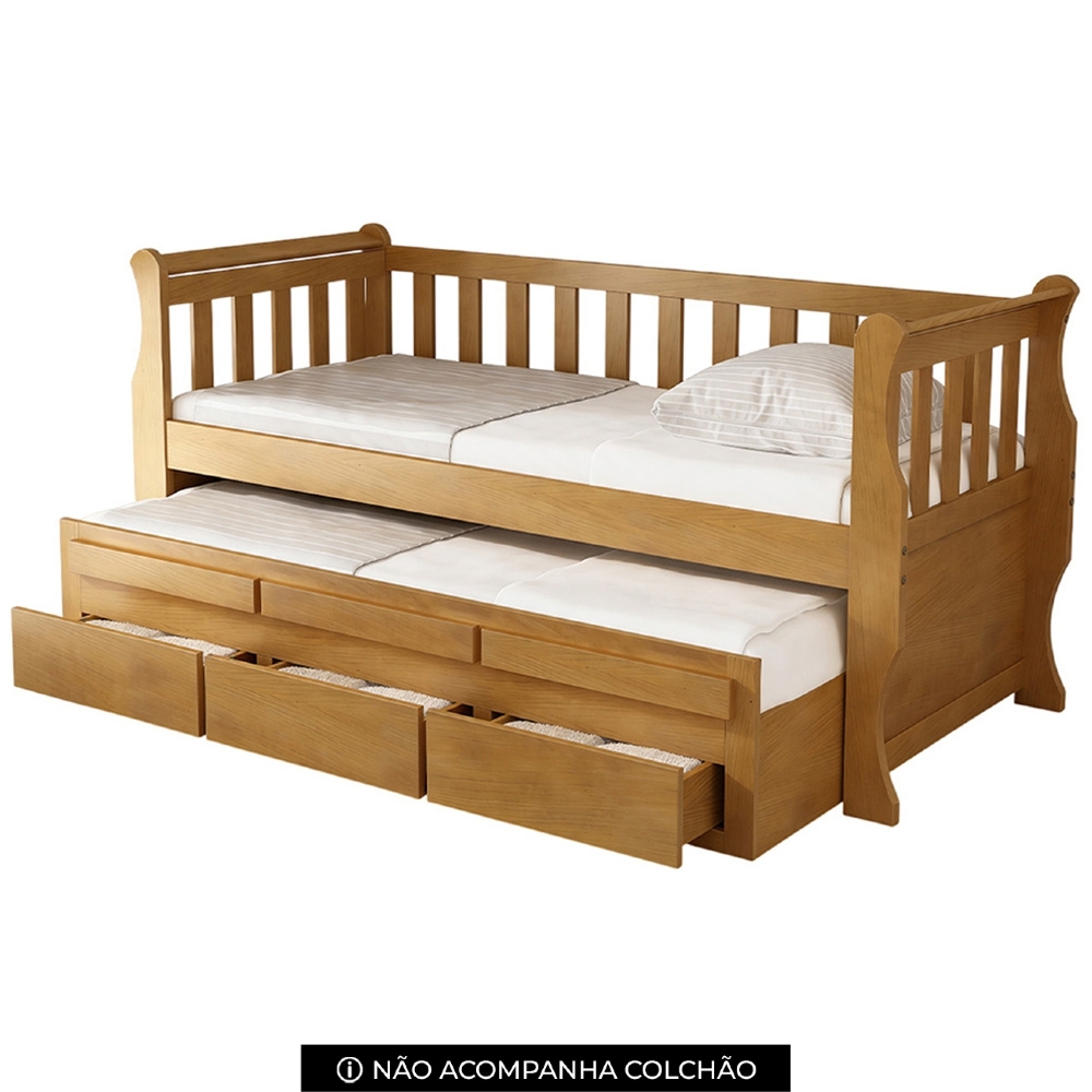 Cama Solteiro Com Auxiliar 188x88cm 3 Gavetas Klaris Imbuia B11 - Mpozenato