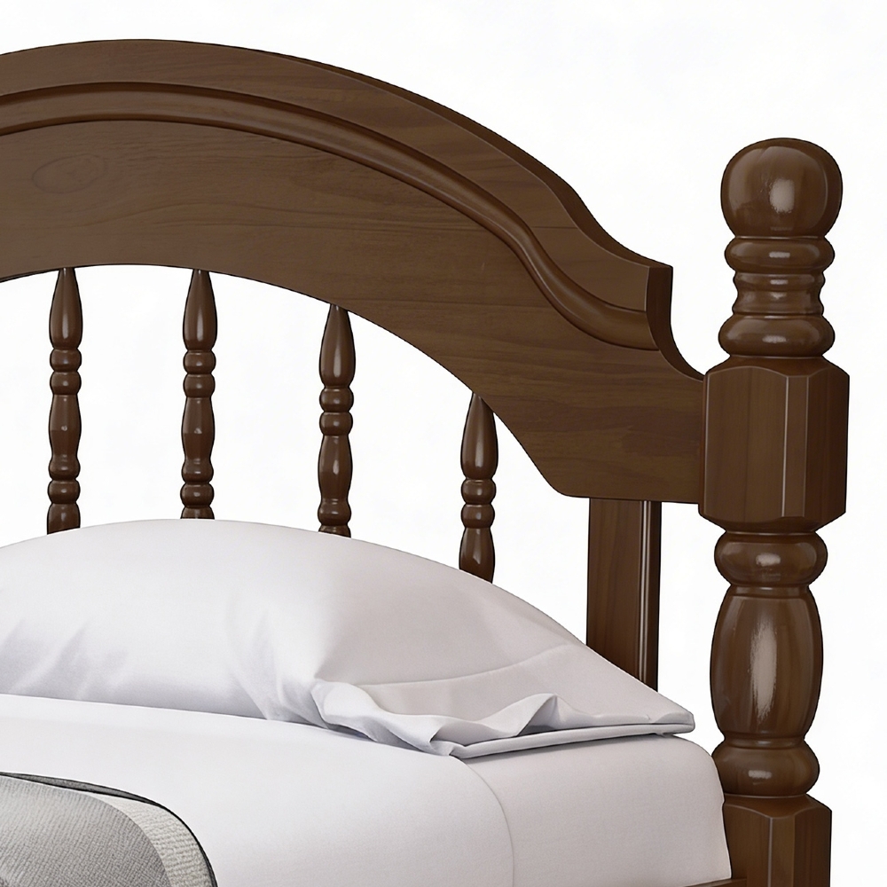Cama Casal Queen 160cm Madeira Maciça Torneada Leni Castanho B11 - Mpozenato