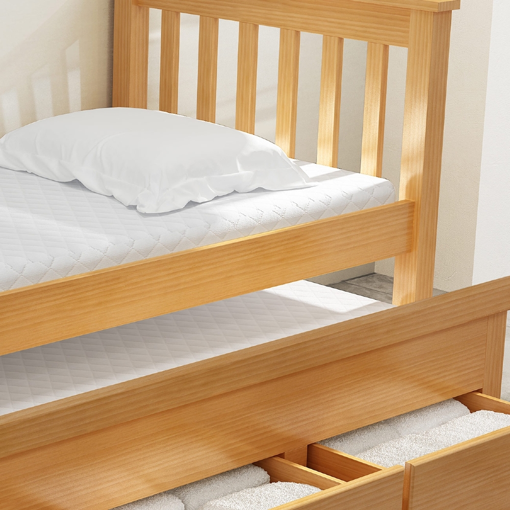 Cama Solteiro Com Auxiliar 188x88cm 3 Gavetas Virena Mel B11 - Mpozenato