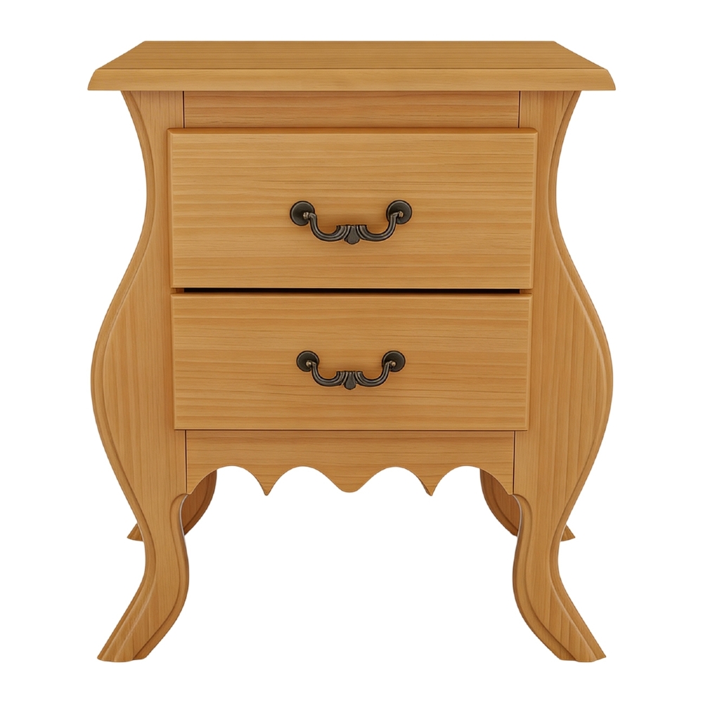 Mesa de Cabeceira Quarto 60cm 2 Gavetas Madeira Maciça Grix Mel B11 - Mpozenato