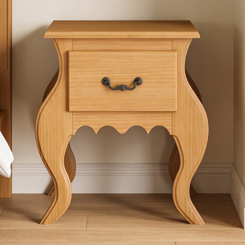 Mesa de Cabeceira Quarto 50cm 1 Gaveta Madeira Maciça Grix Mel B11 - Mpozenato