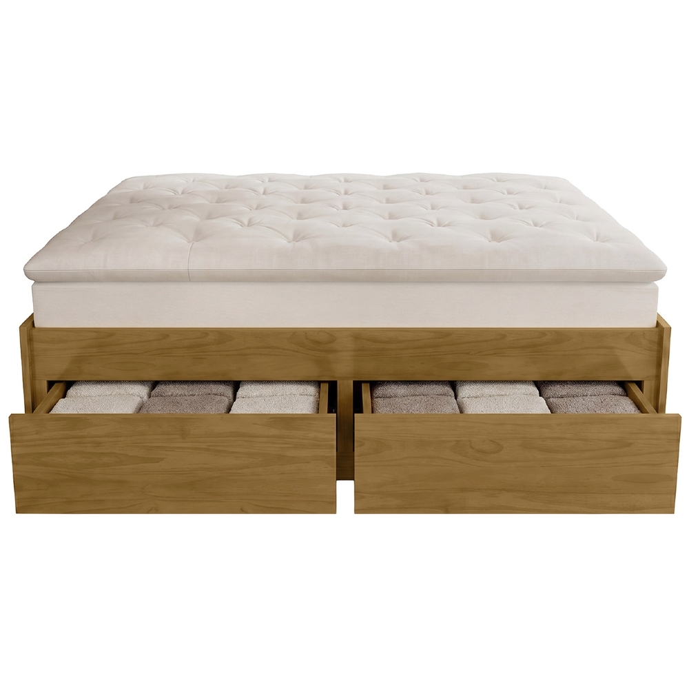 Cama Casal Queen Base Box 160cm 4 Gavetas Libon Mel B11 - Mpozenato