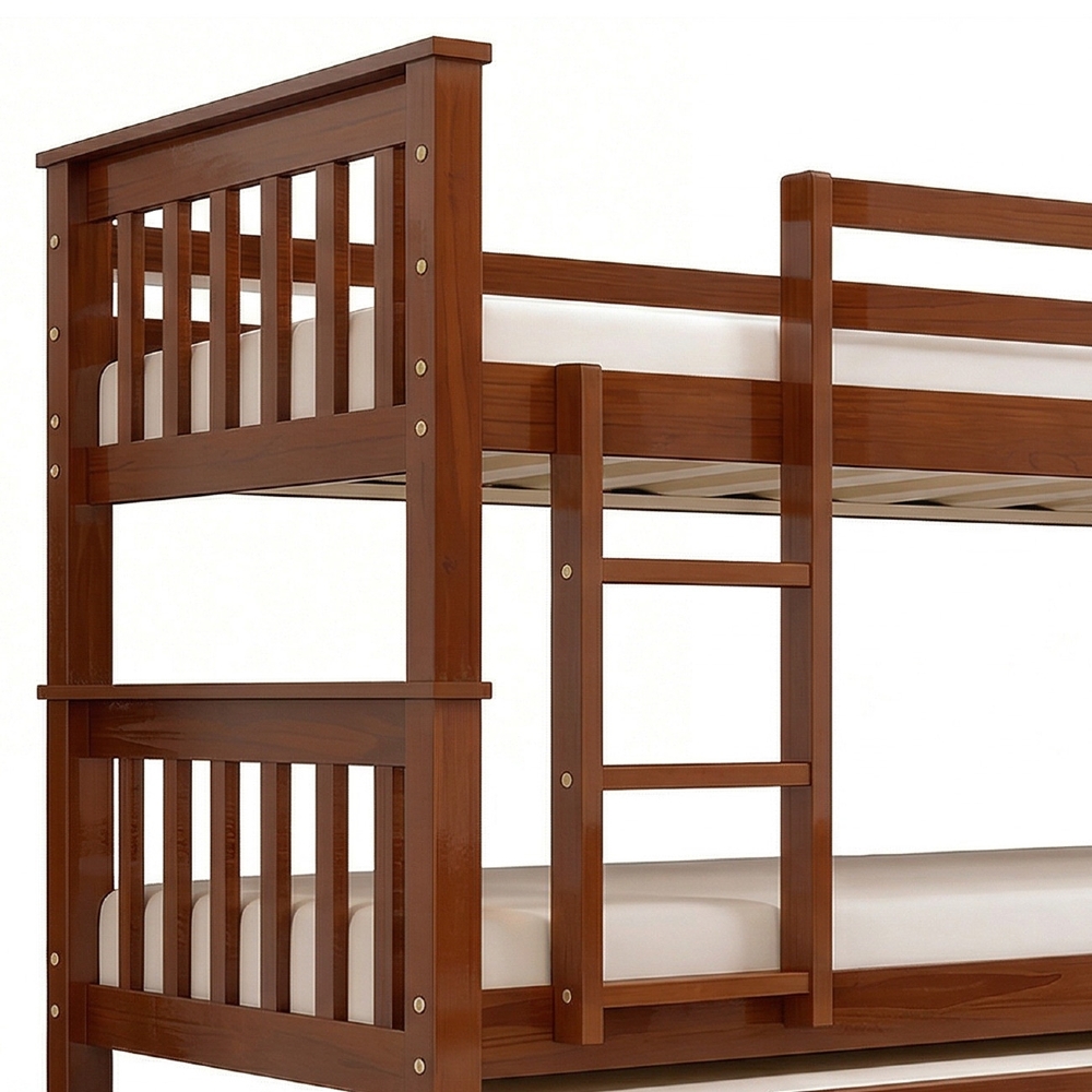 Cama Treliche Solteiro 188x88cm 3 Gavetas Com Escada Fixa Altis Avelã B11 - Mpozenato