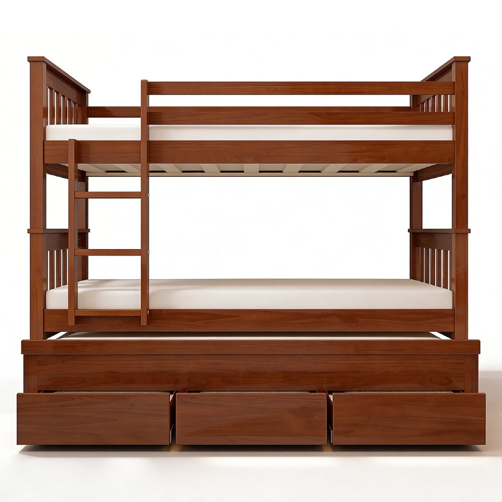 Cama Treliche Solteiro 188x88cm 3 Gavetas Com Escada Fixa Altis Avelã B11 - Mpozenato