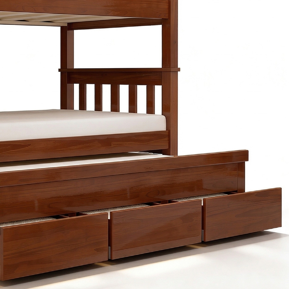 Cama Treliche Solteiro 188x88cm 3 Gavetas Com Escada Fixa Altis Avelã B11 - Mpozenato