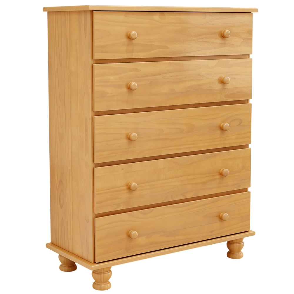 Cômoda Quarto 97cm 5 Gavetas Madeira Maciça Conor Mel B11 - Mpozenato