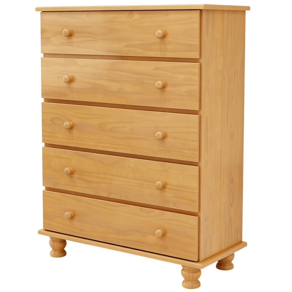 Cômoda Quarto 97cm 5 Gavetas Madeira Maciça Conor Mel B11 - Mpozenato
