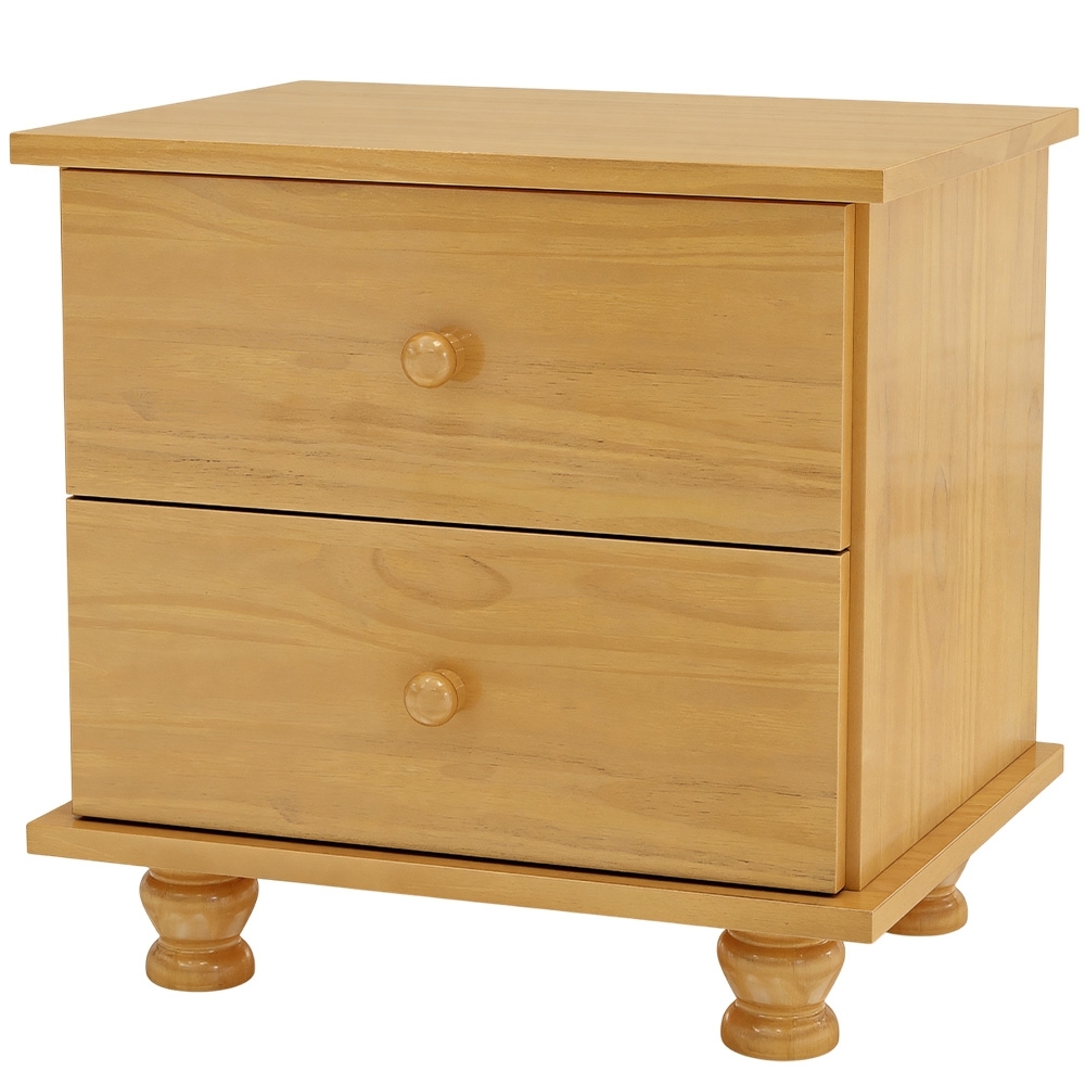 Mesa de Cabeceira Quarto 55cm 2 Gavetas Madeira Maciça Conor Mel B11 - Mpozenato